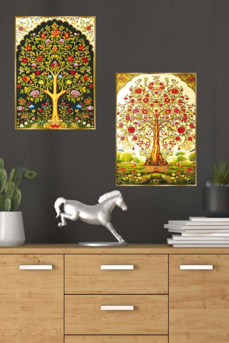 Set of Two Wall Paintings for Wall Dacoration Golden Framed Wall Paintings for Living Room & Bedroom Wall Art for Home Decoration & Office Wall Décor (14x11 inch CH-GD2-17)
