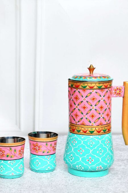 ALUMINIUM JUG WITH GLASS